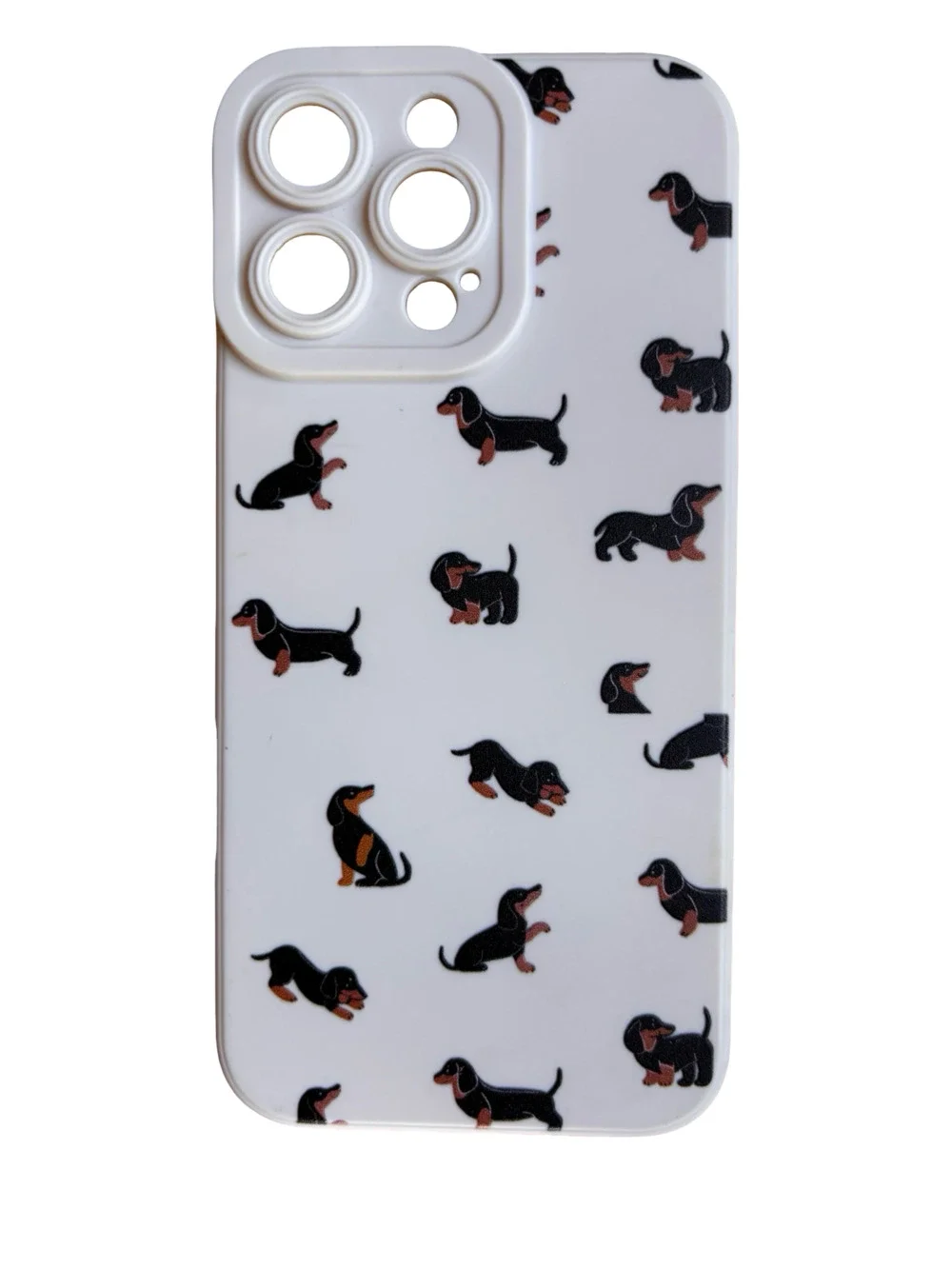 Cute Dachshund Dog Pattern White Silicone TPU Shockproof iPhone Case